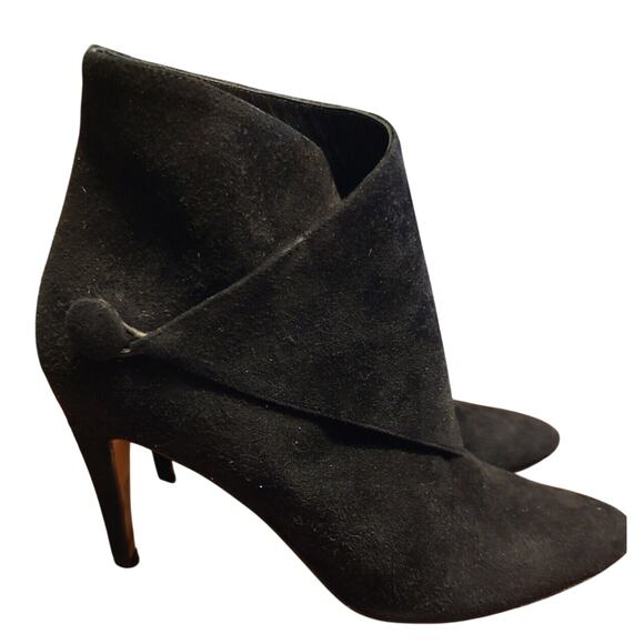 MANOLO BLAHNIK Suede Ankle Boots Booties Black Size 37 EUC - Picture 1 of 5